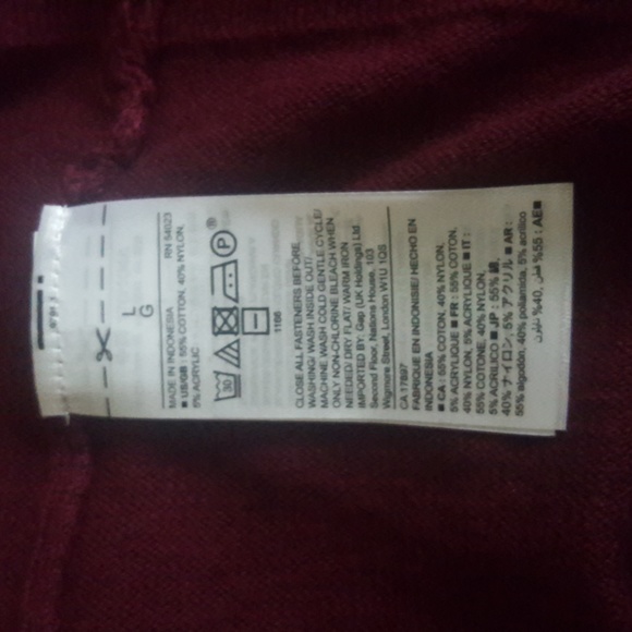 GAP Factory Cardigan - Burgundy colour, Size Large - Picture 9 of 9